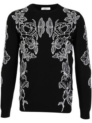 Valentino butterfly-print knitted jumper - Black