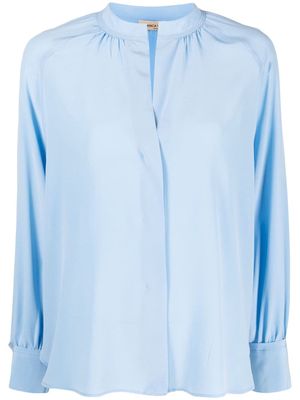 Blanca Vita band-collar silk shirt - Blue