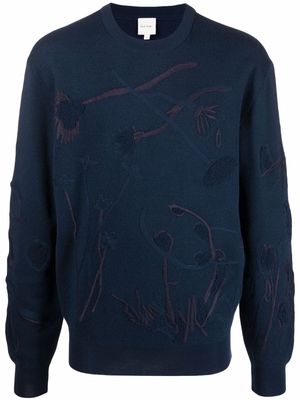 PAUL SMITH embroidered wool jumper - Blue