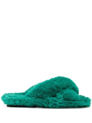Apparis Biba faux-fur slides - Green
