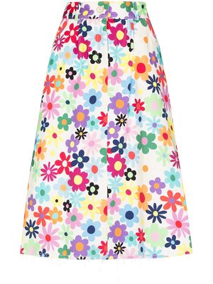 Mira Mikati floral A-line skirt - White