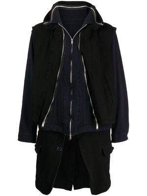 UNDERCOVER zip-detail layered coat - Black