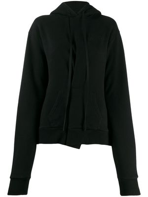 UNRAVEL PROJECT asymmetric pleat hoodie - Black