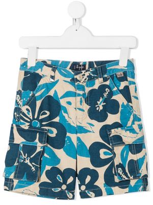 Il Gufo mid-rise floral print cargo shorts - Blue