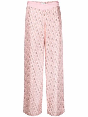 LANVIN graphic-print wide leg silk trousers - Pink