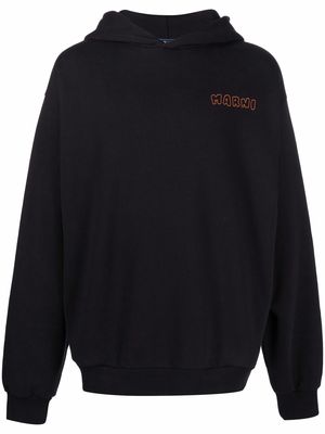 Marni embroidered cotton hoodie - Black