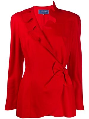Thierry Mugler Pre-Owned scalloped neck wrap jacket - Red