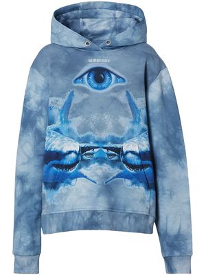 Burberry shark-print cotton hoodie - Blue