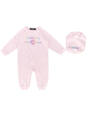 Versace Kids logo print babygrow set - Pink