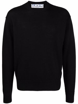 Off-White logo-embroidered wool sweater - Black