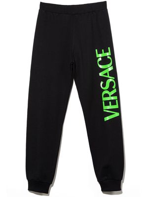 Versace Kids logo-print tapered track pants - Black