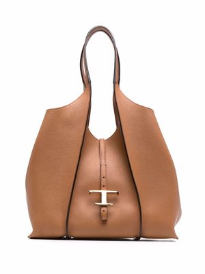 Tod's logo-plaque tote bag - Brown