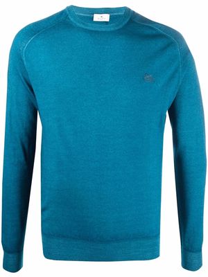 ETRO embroidered-logo wool-knit jumper - Blue