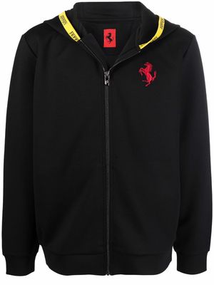 Ferrari logo-tape zip-up hoodie - Black