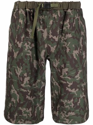 White Mountaineering camouflage-print track shorts - Green