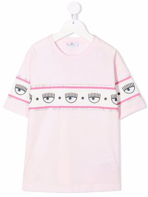 Chiara Ferragni Kids winking eye-motif cotton T-Shirt - Pink