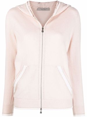 D.Exterior two-tone zip-up hoodie - Pink