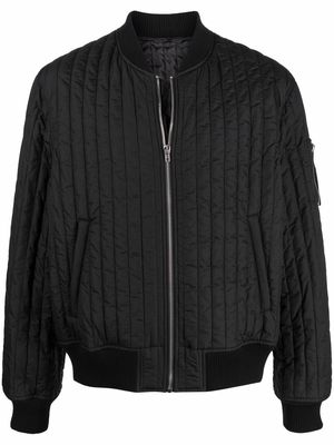 Helmut Lang quilted zip-up bomber jacket - Black
