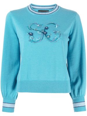 SHIATZY CHEN logo-embroidered merino jumper - Blue