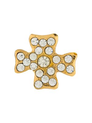 Christian Lacroix Pre-Owned 1990s curvy cross brooch - Gold