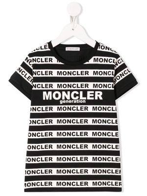 Moncler Enfant all-over logo print T-shirt - Black