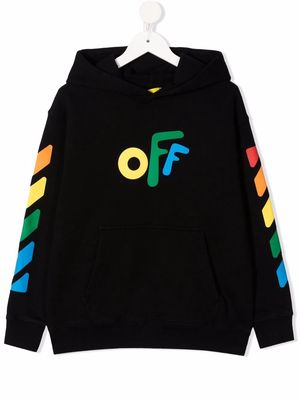 Off-White Kids graphic-print cotton hoodie - Black