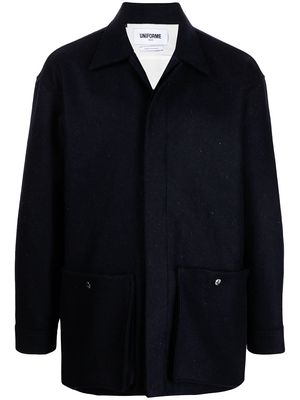 UNIFORME patched wool overshirt - Black