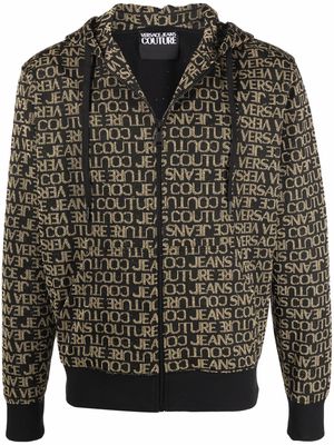 Versace Jeans Couture all-over logo print hoodie - Black