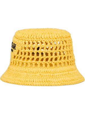 Prada embroidered logo woven bucket hat - Yellow