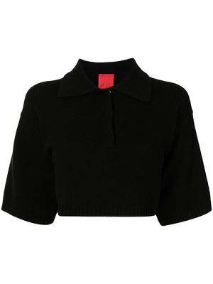 Cashmere In Love Demi cropped cashmere polo shirt - Black