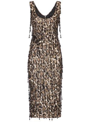 Dolce & Gabbana leopard sequin-embellished sheath dress - Black