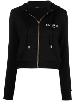 Balmain logo-print zip hoodie - Black