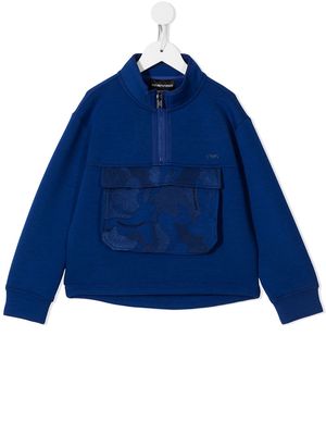 Emporio Armani Kids logo-embroidered jacket - Blue