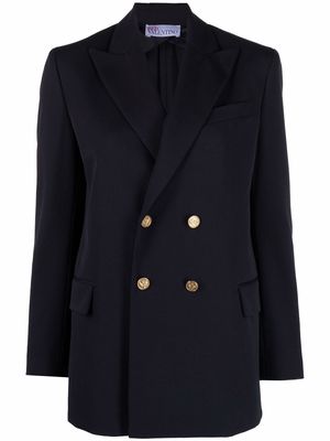 RED Valentino embossed-buttons double breasted blazer - Blue