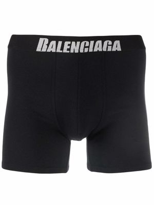 Balenciaga logo embroidered boxers - Black