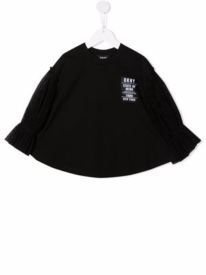 Dkny Kids tulle-sleeved jumper - Black