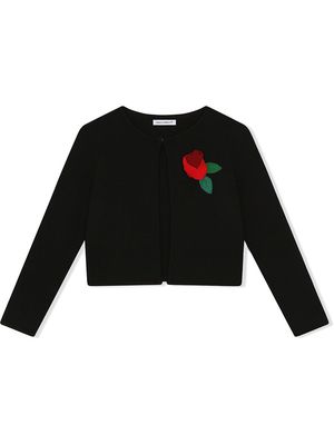 Dolce & Gabbana Kids floral appliqué cardigan - Black