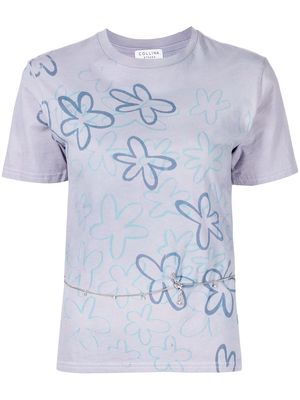 Collina Strada floral-print cotton T-shirt - Blue