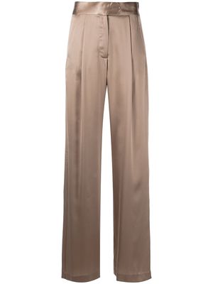 Michelle Mason wide-leg silk satin trousers - Neutrals