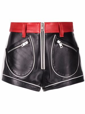 Diesel S-Lime-Zip colour-block leather shorts - Black