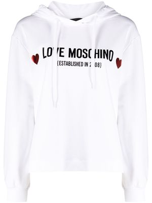 Love Moschino logo-print stretch-cotton hoodie - White