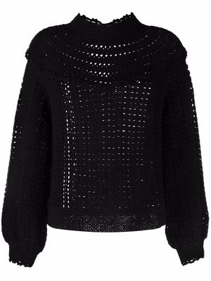 Rixo Silvia frill open-knit jumper - Black