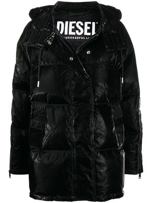 Diesel coated padded down coat - Black