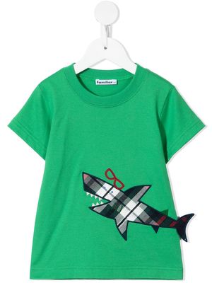 Familiar shark appliqué cotton T-shirt - Green