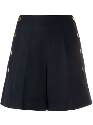 Patou high-waisted side button shorts - Blue