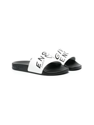 Givenchy Kids logo-print open-toe slides - White