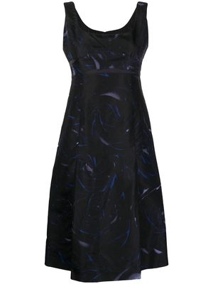 Céline Pre-Owned pre-owned abstract-print silk midi dress - Black