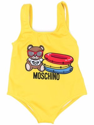 Moschino Kids logo-print swimsuit - Yellow