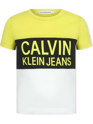 Calvin Klein Kids colour-block cotton T-shirt - Yellow