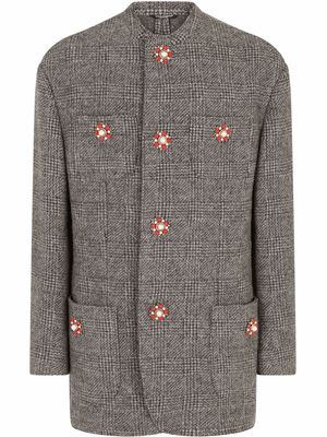 Dolce & Gabbana checked collarless jacket - Brown